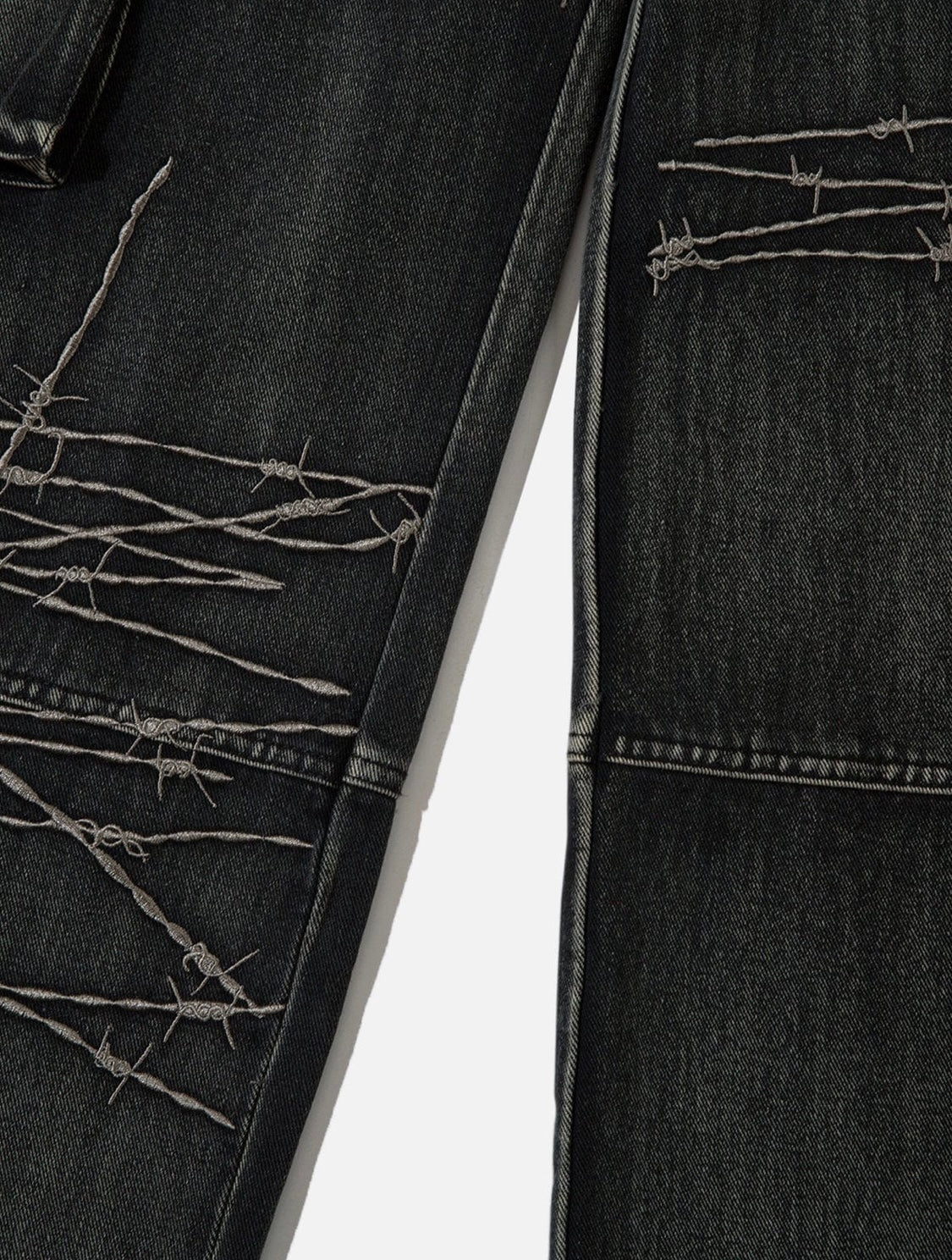 Kyo’s Multi-Pocket Embroidered Washed Jeans - Krylln