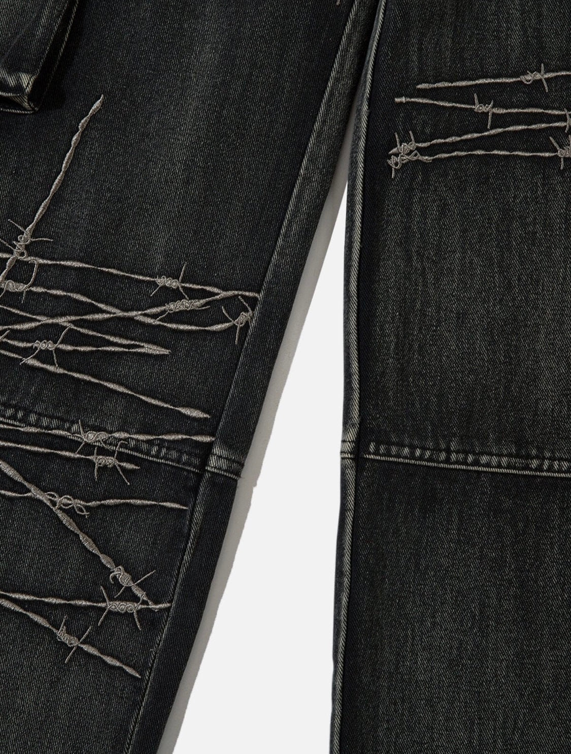 Kyo’s Multi-Pocket Embroidered Washed Jeans - Krylln