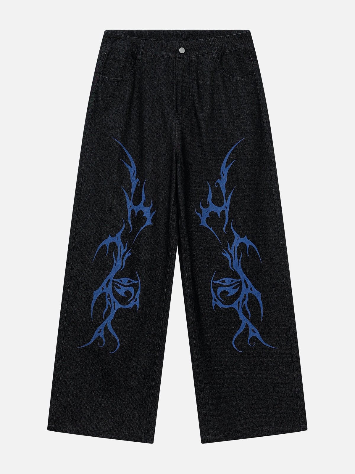 Abstract Moon Eye Print Jeans - Krylln