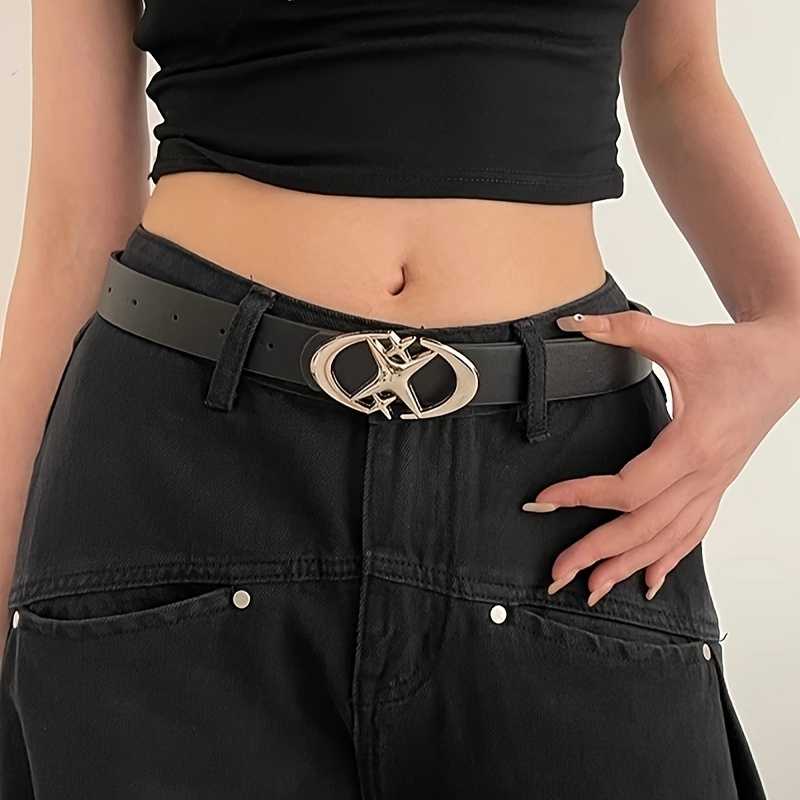 Stylish Oval Y2K Star Buckle PU Waist Belt