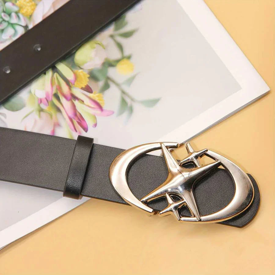 Stylish Oval Y2K Star Buckle PU Waist Belt